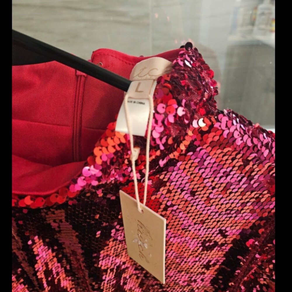 Hutch Fuchsia Sequin Long Sleeve Dress - Picture 3 of 5